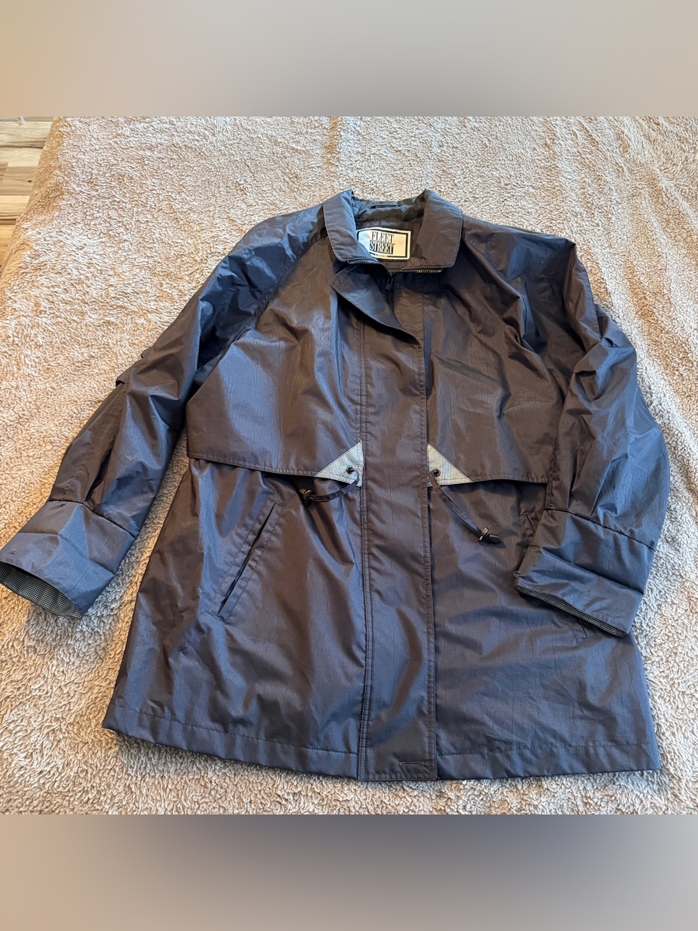 Fleet Street Coat Womens 2XL Black Trim Waterproof Trench Jacket